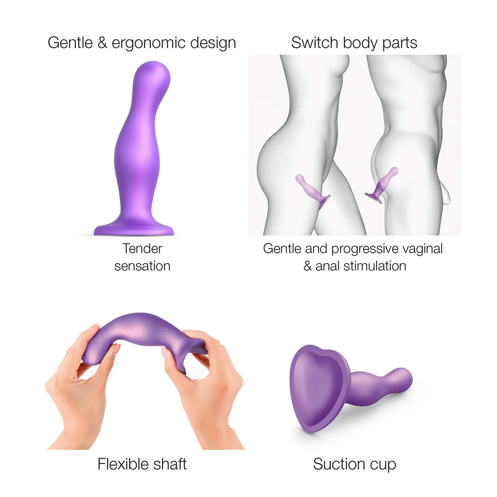 Strap-On-Me Curvy Dildo Plug Metallic Purple - Image 3