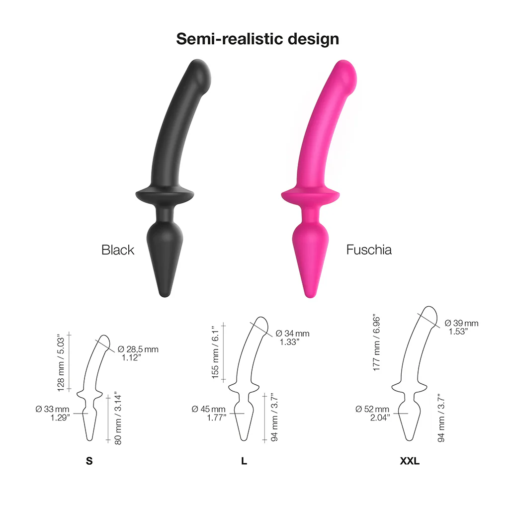 Strap-On-Me Switch Plug-In Semi-Realistic Dildo Black - Image 3
